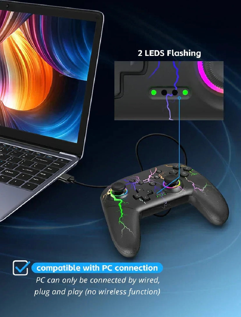 Wireless Pro Controller for Nintendo Switch / OLED / Lite – RGB Backlight & Turbo Function