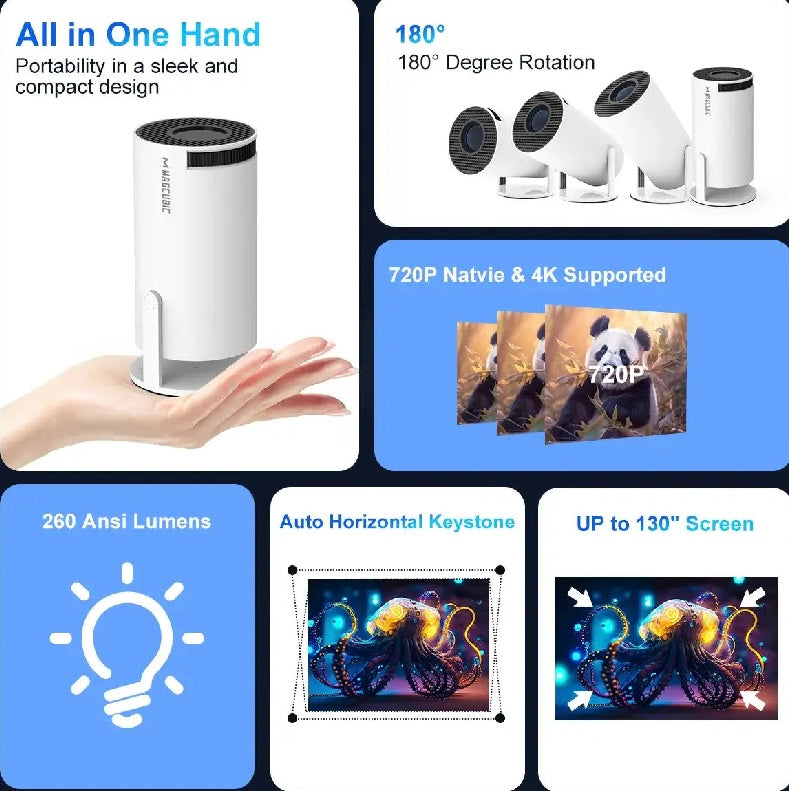 🌟 4K Smart Projector with Android 11 – Magcubic HY300 Pro