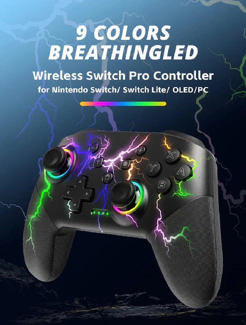 Wireless Pro Controller for Nintendo Switch / OLED / Lite – RGB Backlight & Turbo Function