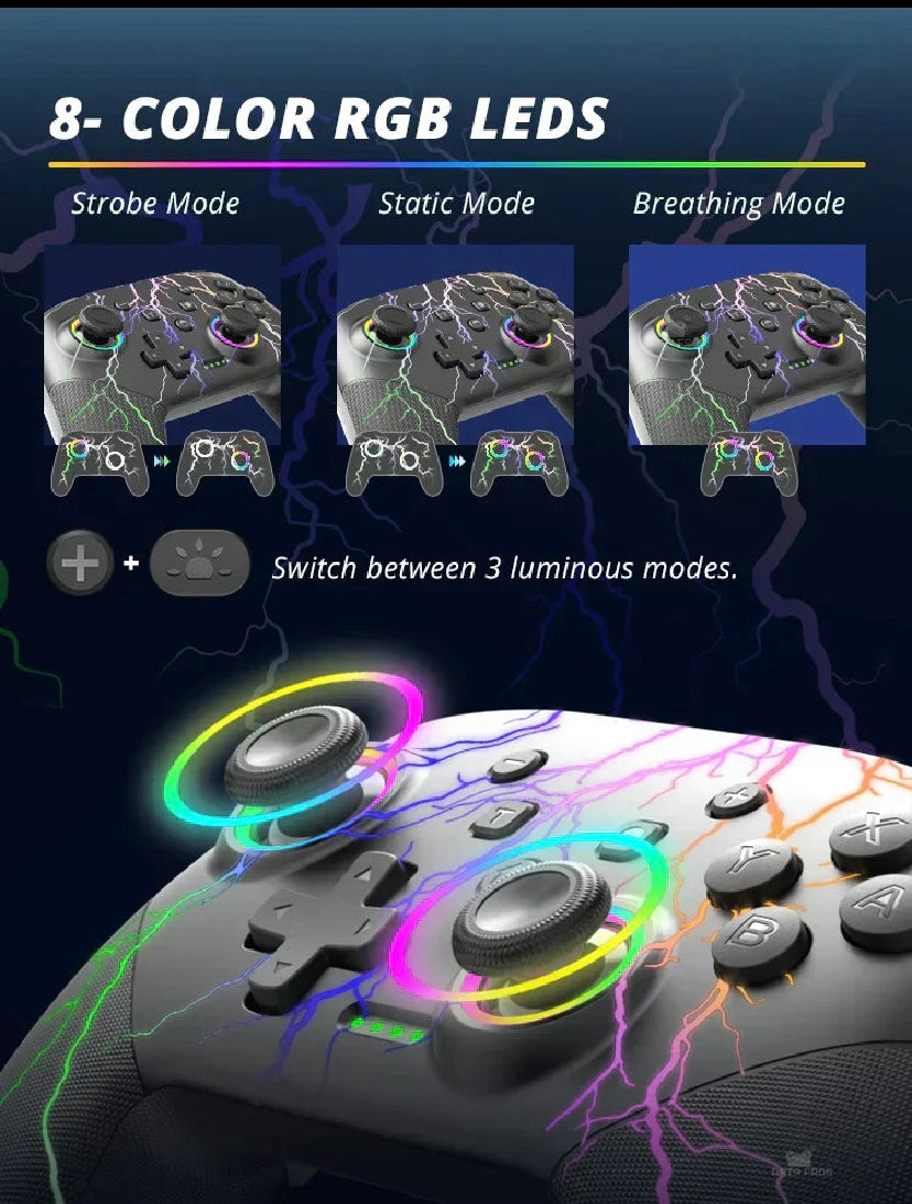 Wireless Pro Controller for Nintendo Switch / OLED / Lite – RGB Backlight & Turbo Function