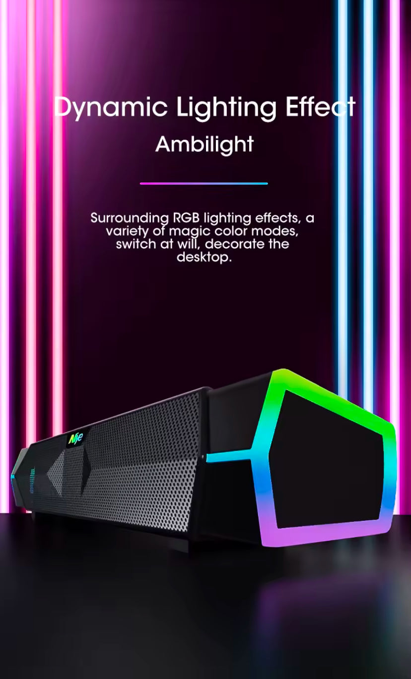 GadgetGalaxy 4D Stereo Bluetooth Soundbar – Compact Wireless & Wired Speaker for Desktop and Laptop