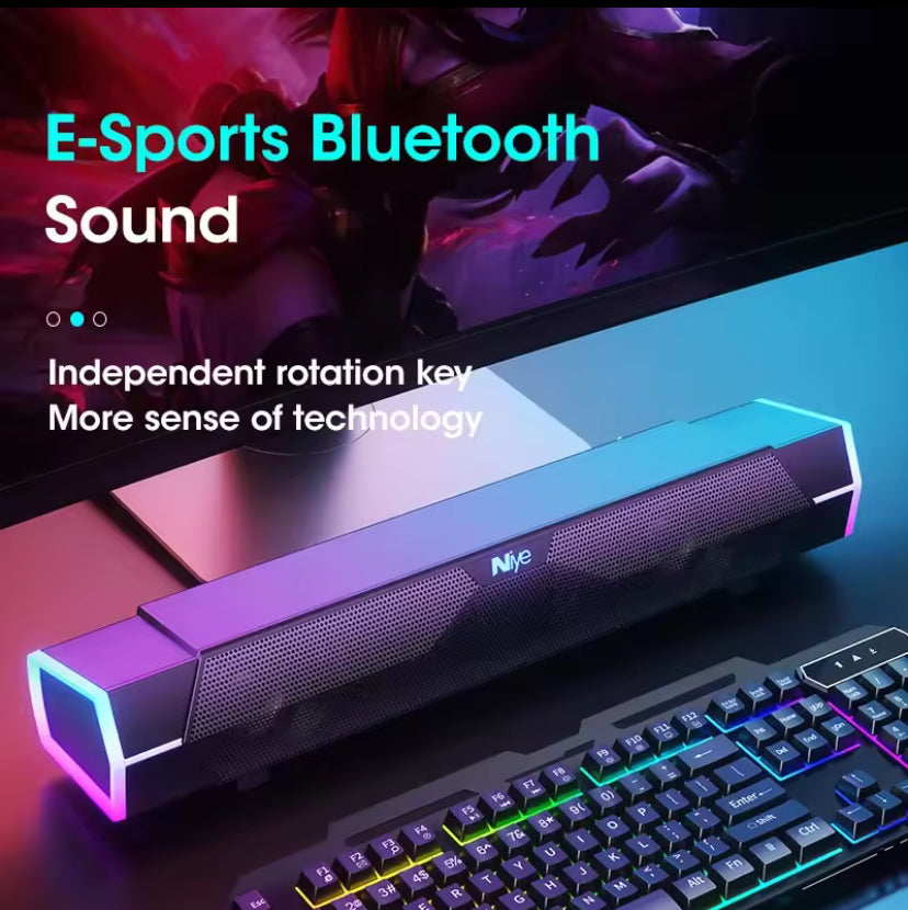 GadgetGalaxy 4D Stereo Bluetooth Soundbar – Compact Wireless & Wired Speaker for Desktop and Laptop