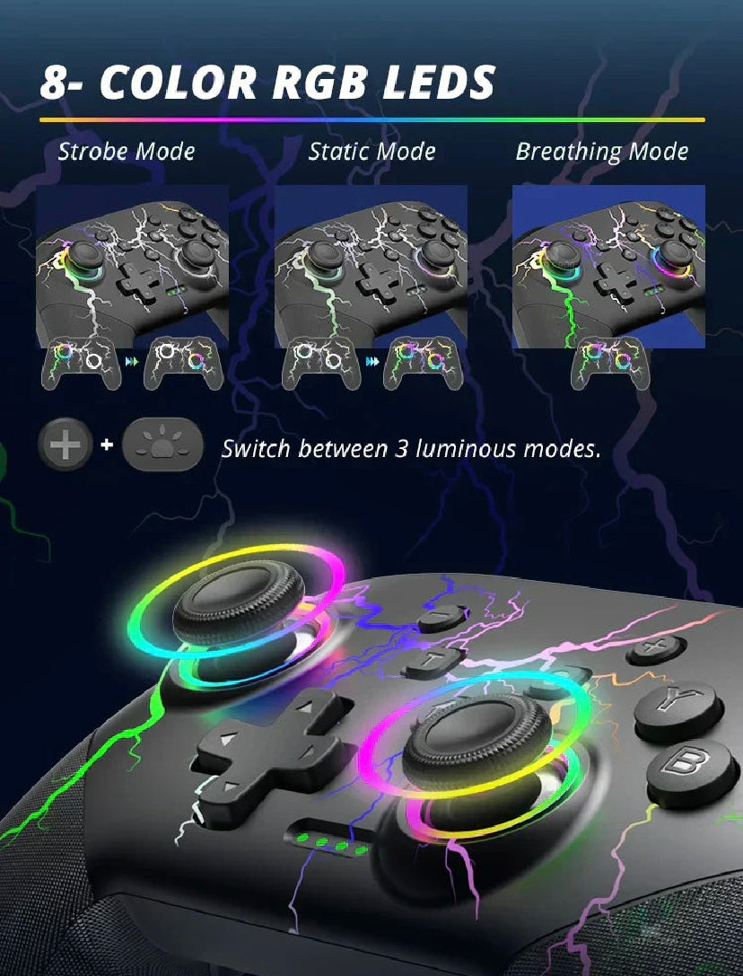 Wireless Pro Controller for Nintendo Switch / OLED / Lite – RGB Backlight & Turbo Function