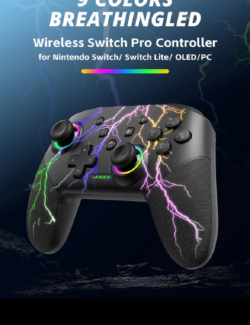 Wireless Pro Controller for Nintendo Switch / OLED / Lite – RGB Backlight & Turbo Function